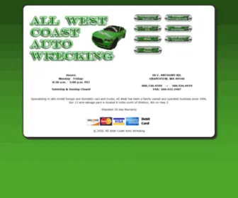 Awcaw.com(All West Coast Auto Wrecking) Screenshot