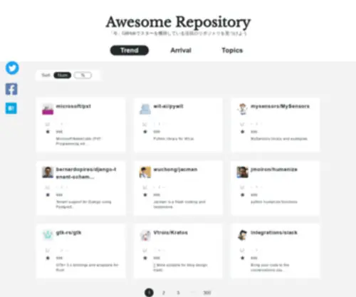 Awesomerepository.com(GitHubでトレンド) Screenshot