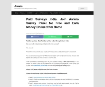 AWWro.com(Earn Money Online Taking Paid Surveys in India at AWWROAwwro) Screenshot