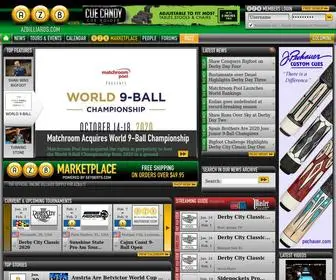Azbilliards.com(The a to z of pool and billiards online) Screenshot