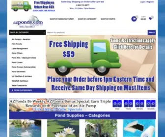 Azponds.com(Pond Supplies at affordable prices and FREE Shipping on most items) Screenshot