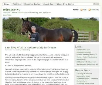 B4Breeding.com(Thoughts about standardbred breeding and pedigree matching) Screenshot