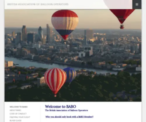 Babo.org.uk(British Association Of Balloon Operators (BABO)) Screenshot