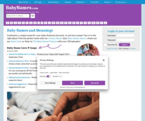 Babynames.com(Baby Names and Meanings at BabyNames.com) Screenshot