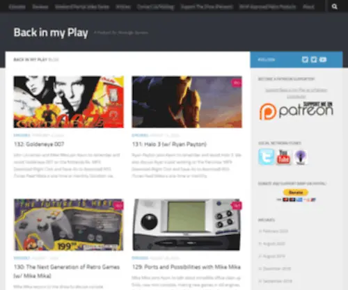 Backinmyplay.com(A Podcast for Nostalgic Gamers) Screenshot