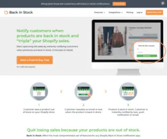 Backinstock.org(Capture lost Shopify sales with In Stock Notifications) Screenshot