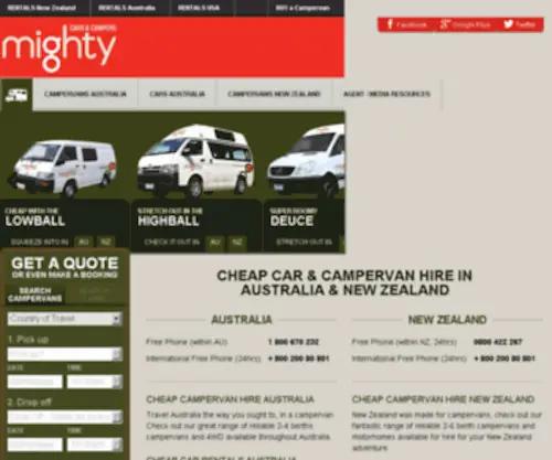 Backpackercampervans.com(Mighty Cheap Campervan Hire) Screenshot