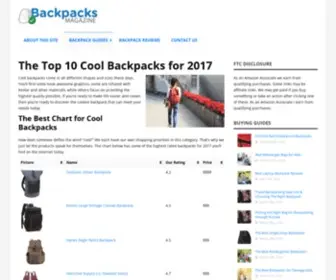 Backpacksmagazine.com(The Top 10 Cool Backpacks for 2016) Screenshot