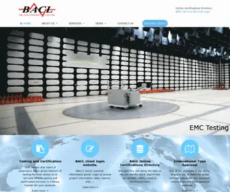 Baclcorp.com(A Worldwide Certification Body and Testing Laboratory) Screenshot