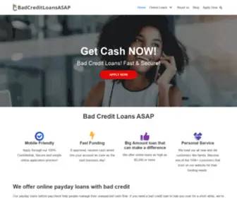 Badcreditloansasap.com(Bad Credit Cash Loans Online) Screenshot