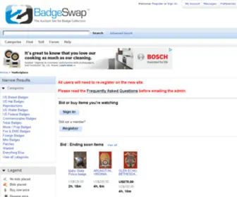 Badgeswap.com(The premier auction site for collectors of police & fire badges) Screenshot