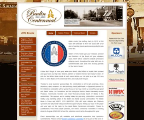 Badin100.com(Badin 100 Centennial) Screenshot