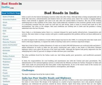 Badroadsinindia.com(Bad Roads in India) Screenshot