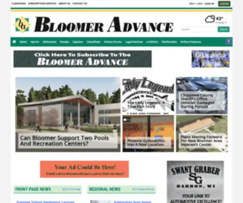 Badvance.com(News, Sports, Information for Bloomer, Chippewa County, WI since 1886) Screenshot