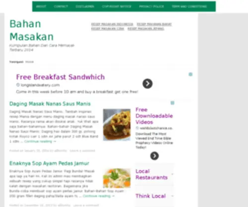 Bahanbahanmasakan.com(Bahan Bahan Masakan Dan Resep Terbaru 2014) Screenshot