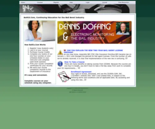 Bailce.com(Continuing Education for the Bail Bond Industry) Screenshot