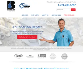 Bakerswaterproofing.com(Basement Waterproofing & Foundation Repair in Pittsburgh) Screenshot