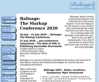 Balisage.net(A technical conference about XML and other markup. It's all about the markup) Screenshot
