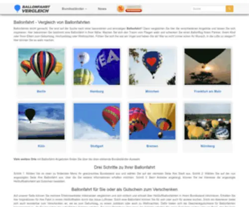 Ballonfahrt-Vergleich.de(PREISVERGLEICH von Ballonfahrten in Deutschland) Screenshot