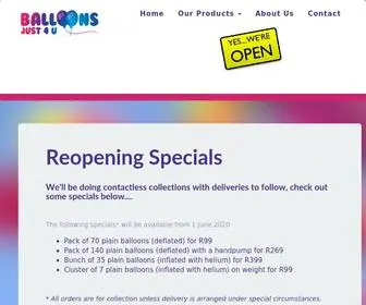 Balloonsjust4U.co.za(Balloons Just 4 U) Screenshot