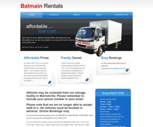 Balmainrentals.com.au(Provides appropriate truck) Screenshot