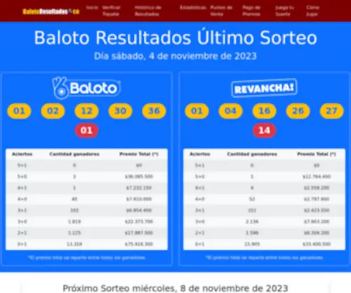 Balotoresultados.co(Baloto Resultados) Screenshot