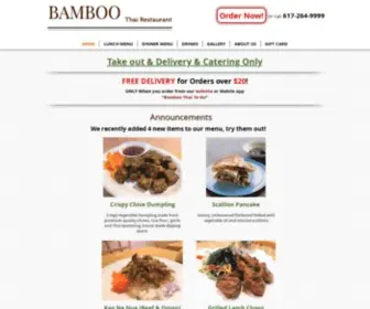 Bambooboston.com(Bamboo Thai Restaurant) Screenshot