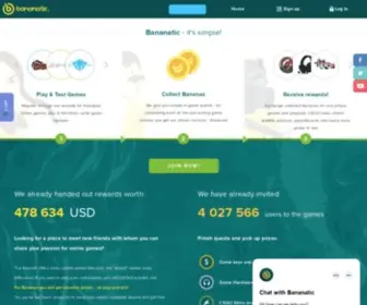 Bananatic.com(Speel online games en ontvang beloningen met Bananatic) Screenshot