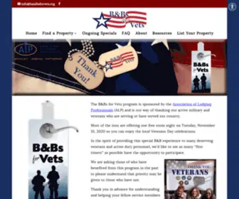 Bandbsforvets.org(The B&Bs for Vets program is sponsored by the Association of Lodging Professionals (ALP)) Screenshot