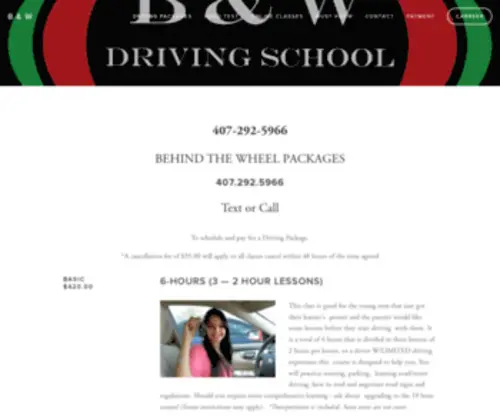 Bandwdrivingschool.com(WELCOMETO B AND W DRIVING SCHOOL) Screenshot