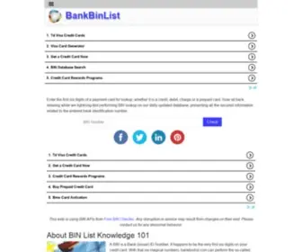 Bankbinlist.com(Credit Card BIN List Checker Lookup) Screenshot