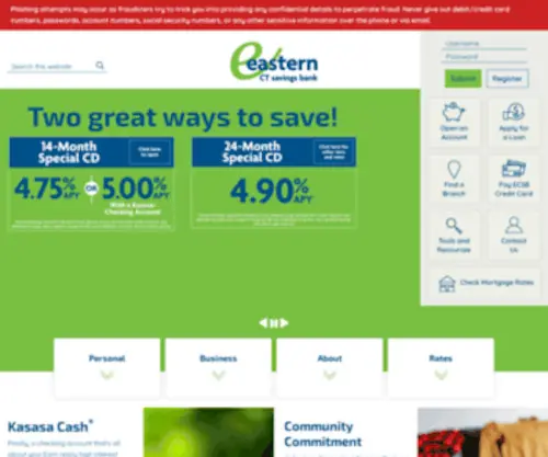 Bankeasternct.com(Eastern Connecticut Savings Bank) Screenshot