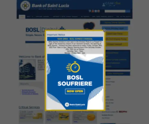 Bankofsaintlucia.com(Bank of Saint Lucia) Screenshot