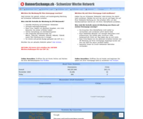 Banner-Shop.ch(Bannertauschprogramm erm鰃licht kostenlose Banner Werbung f黵 Ihre) Screenshot