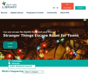 Barrielibrary.ca(Barrie public library) Screenshot