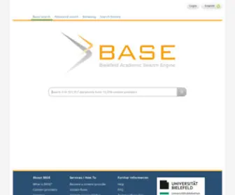 Base-Search.net(More than 400 mio. scientific documents from more than 11.000 content providers. BASE) Screenshot