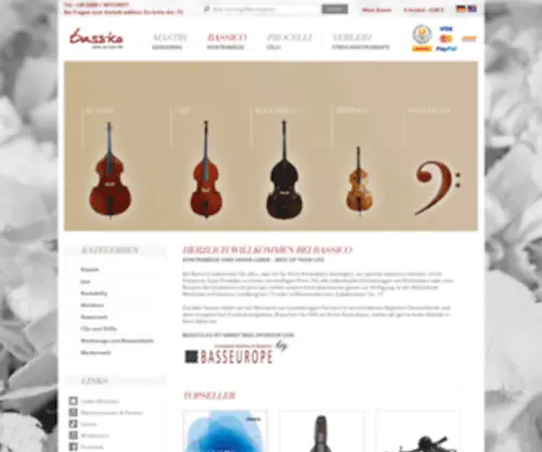 Bassico.eu(Kontrabass, Minibass, Rockabilly, Jazz, Noten) Screenshot