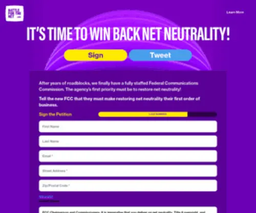 Battleforthenet.com(Join the Battle for Net Neutrality) Screenshot