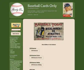 BBonly.com(Vintage to Modern Baseball cards) Screenshot