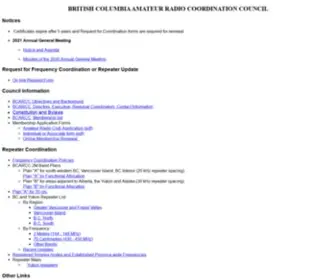 Bcarcc.org(British Columbia Amateur Radio Coordination Council) Screenshot