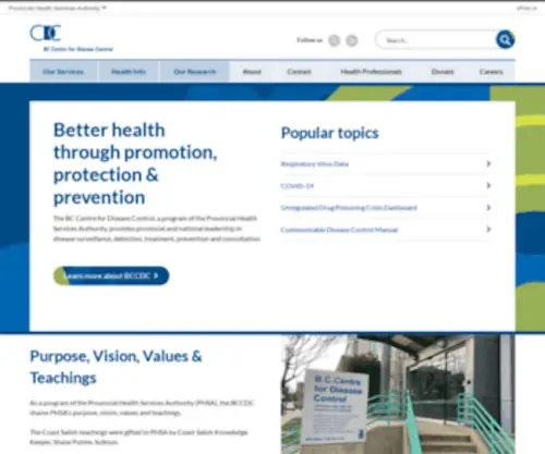 BCCDC.ca(BC Centre for Disease Control) Screenshot