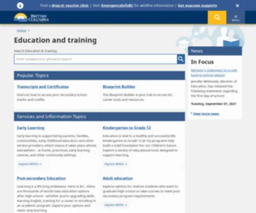 Bcedplan.ca(Education and training) Screenshot