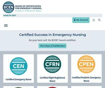 Bcen.org(The Board of Certification for Emergency Nursing) Screenshot