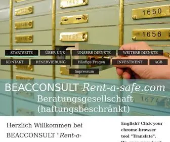 Beacconsult.de(BEACCONSULT Schliessfächer im Ausland mieten) Screenshot