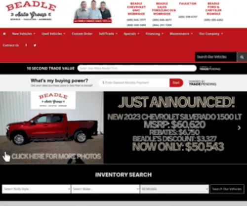 Beadleautogroup.com(Chrysler, Jeep & Ram, Chevrolet-GMC, Ford-Lincoln) Screenshot