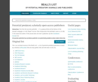 Beallslist.net(Of Potential Predatory Journals and Publishers) Screenshot