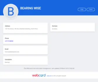 Bearingwise.co.za(BEARING WISE) Screenshot