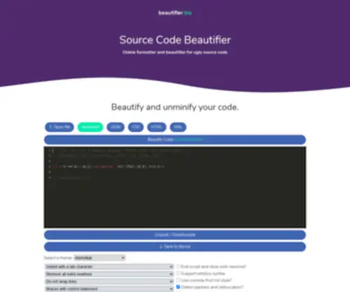 Beautifier.biz(Free Online Code Beautifier) Screenshot