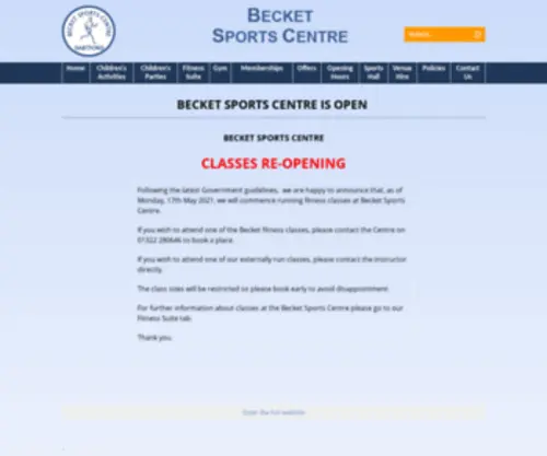 Becketsportscentre.co.uk(Becketsportscentre) Screenshot