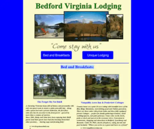Bedandbreakfastsbedfordva.com(Bedford Area Bed and Breakfasts and Vacation Home Rentals) Screenshot